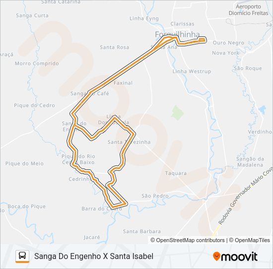 0103. SANGA DO ENGENHO VIA S.TEREZINHA/MATÃO/S.ROSA Bus Line Map