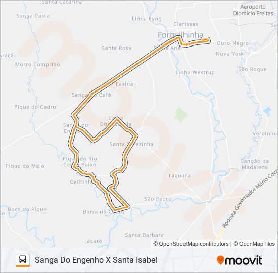 Mapa da linha 0103. SANGA DO ENGENHO VIA S.TEREZINHA/MATÃO/S.ROSA de ônibus