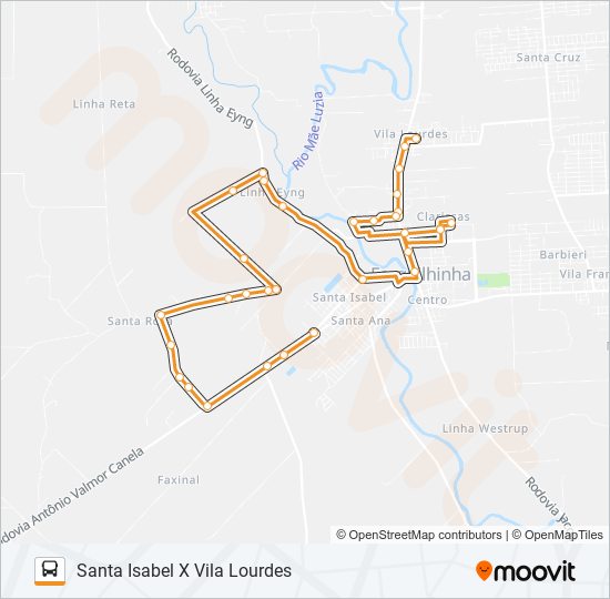 0100. VILA LOURDES VIA SANTA ROSA/LINHA EYNG/CLARISSAS bus Line Map