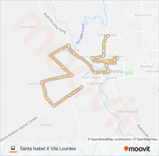 0100. VILA LOURDES VIA SANTA ROSA/LINHA EYNG/CLARISSAS Bus Line Map
