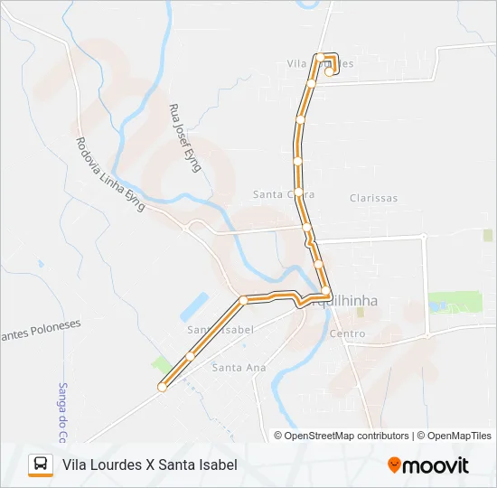0100. VILA LOURDES VIA SANTA ROSA/LINHA EYNG/CLARISSAS Bus Line Map