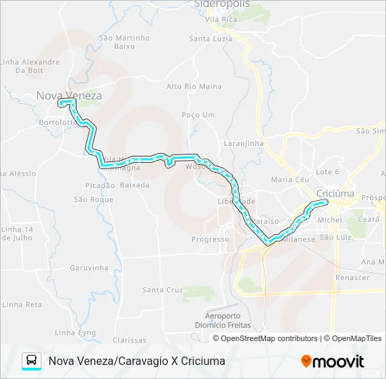 Mapa de 0606 CRIC.X NOVA VENEZA VIA CARAVAGIO de autobús