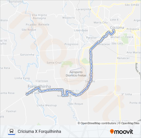 Mapa da linha 0772 CRIC.X FORQUILHINHA VIA OURO NEGRO de ônibus