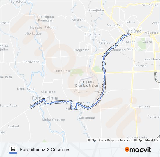 Mapa da linha 0772 CRIC.X FORQUILHINHA VIA OURO NEGRO de ônibus