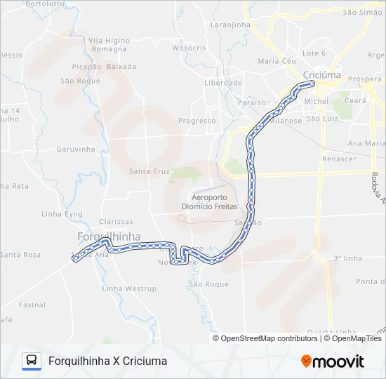 0772 CRIC.X FORQUILHINHA VIA OURO NEGRO Bus Line Map