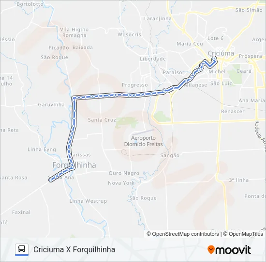 0774 CRIC.X FORQUILHINHA VIA VILA LOURDES Bus Line Map