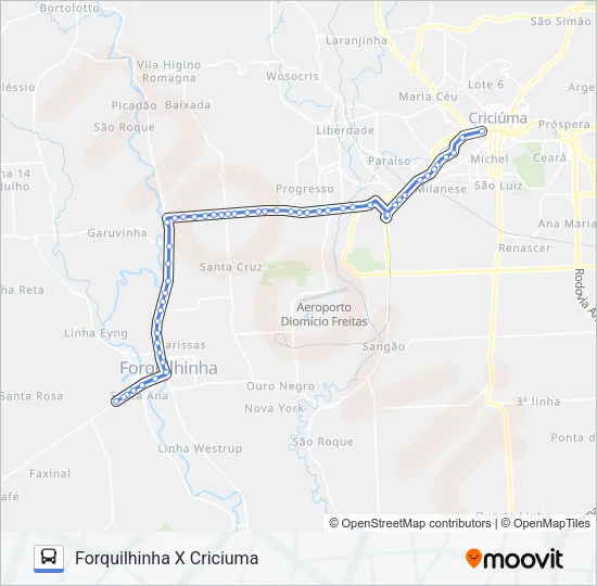 0774 CRIC.X FORQUILHINHA VIA VILA LOURDES Bus Line Map