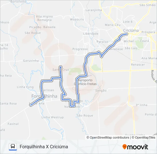 774A CRIC.X FORQUILHINHA VIA SANTA LÍBERA /SANTA CRUZ Bus Line Map