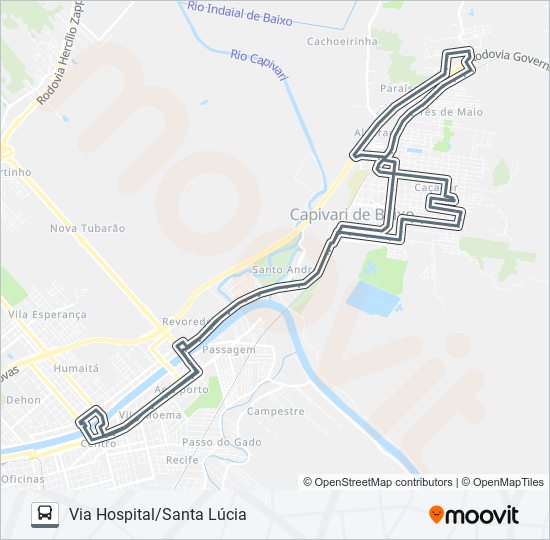 Mapa da linha 782-4 TUB - CAÇADOR/ESTIVA de ônibus