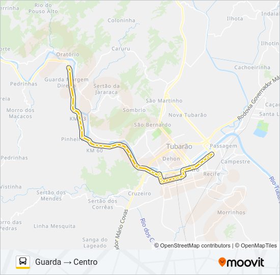 Mapa da linha GUARDA MD de ônibus