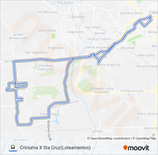 Mapa da linha 773B CRIC.X SANTA CRUZ VIA SANTA LÍBERA /LOTEAMENTOS de ônibus