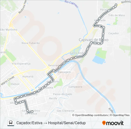 782-5 [ESC] TUB - CAÇADOR/ESTIVA Bus Line Map