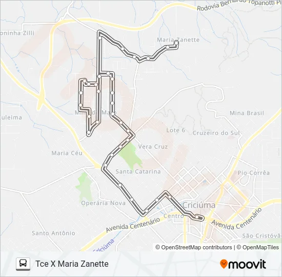220A MARIA ZANETTE VIA MINA DO MATO / NASPOLINI Bus Line Map