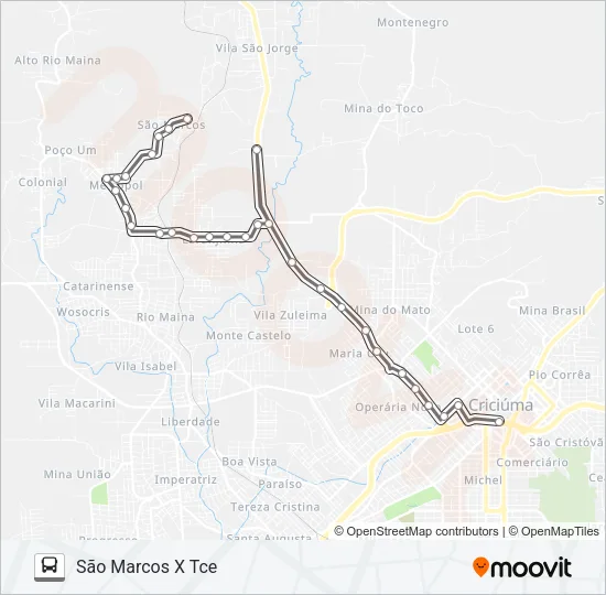 222E SÃO MARCOS VIA LARANJINHA/RIO BONITO/ESC.SILVA ALVARENGA/STARTEX Bus Line Map
