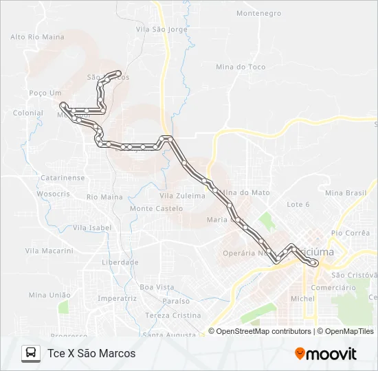 222E SÃO MARCOS VIA LARANJINHA/RIO BONITO/ESC.SILVA ALVARENGA/STARTEX Bus Line Map