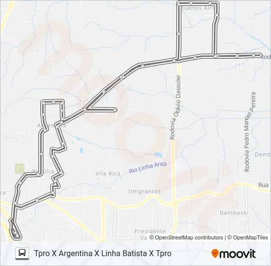 404A ARGENTINA /LINHA BATISTA(IGREJA) Bus Line Map