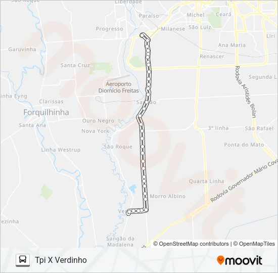 0305 VERDINHO VIA IPARQUE/SANGÃO Bus Line Map