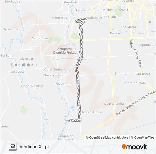 0305 VERDINHO VIA IPARQUE/SANGÃO Bus Line Map