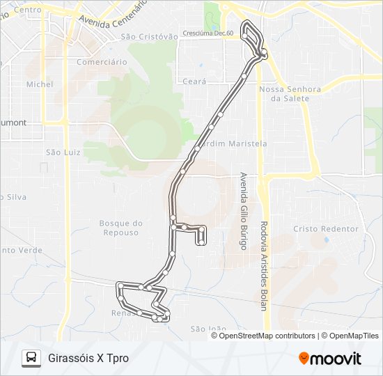 Mapa de 405D RENASCER / B. DO REPOUSO / GIRASSÓIS de autobús