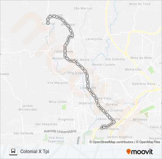 310B COLONIAL VIA VILA VISCONDE bus Line Map