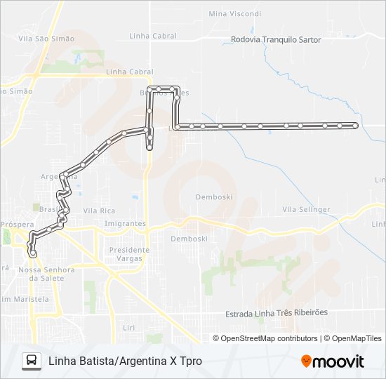 404B ARGENTINA VIA TOTALPLAST /LINHA BATISTA bus Line Map