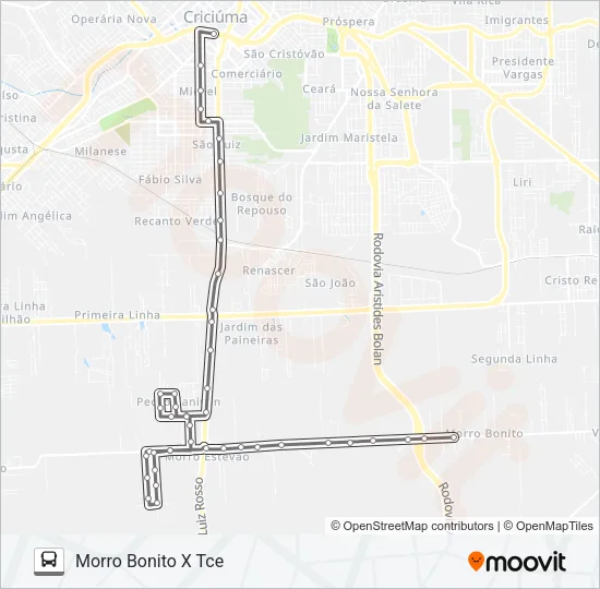 205A MORRO BONITO /JARDIM ESTEVES /PEDRO ZANIVAN Bus Line Map
