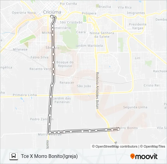 205A MORRO BONITO /JARDIM ESTEVES /PEDRO ZANIVAN Bus Line Map