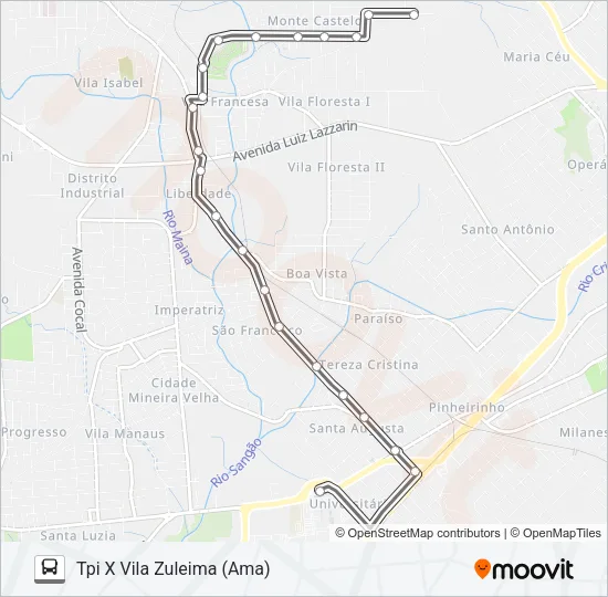 312A VILA ZULEIMA VIA PARQUE IMIGRANTES /L.ANTHURIUN /BOA VISTA /TPI Bus Line Map