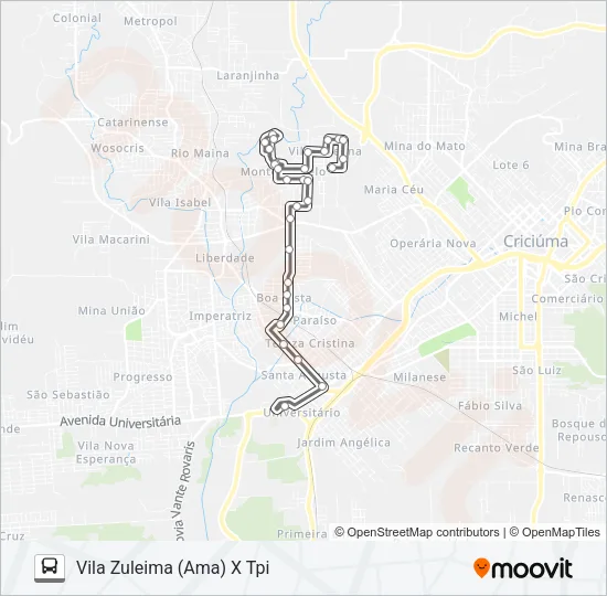 312A VILA ZULEIMA VIA PARQUE IMIGRANTES /L.ANTHURIUN /BOA VISTA /TPI Bus Line Map