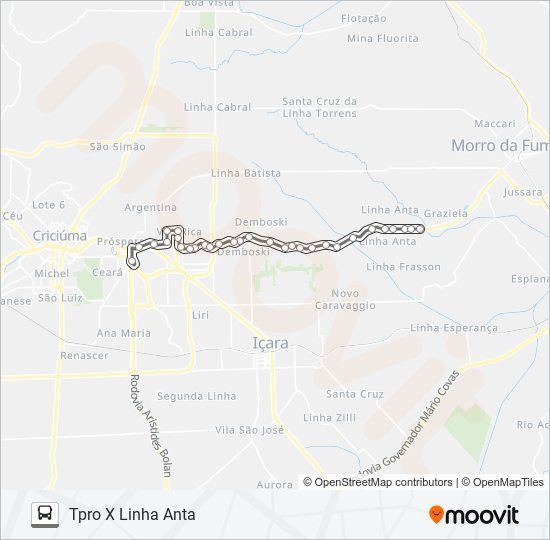 Mapa de 400A LINHA ANTA VIA VILA RICA /DEMBOSKI de autobús