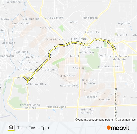 Mapa de 101C CENTENÁRIO VIA JARDIM ANGÉLICA/ TPI-TCE-TPRO de autobús