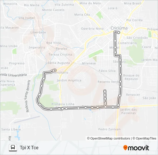 0505 1ª LINHA VIA QUARTEL Bus Line Map