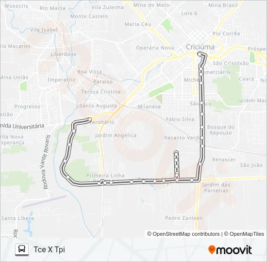 0505 1ª LINHA VIA QUARTEL Bus Line Map