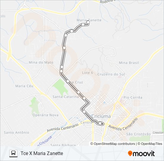 0220 MARIA ZANETTE  VIA NASPOLINI /MINA DO MATO bus Line Map