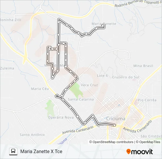 0220 MARIA ZANETTE  VIA NASPOLINI /MINA DO MATO Bus Line Map