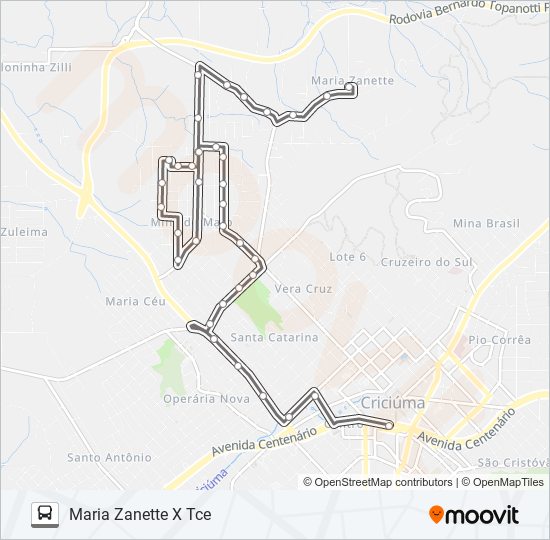 0220 MARIA ZANETTE  VIA NASPOLINI /MINA DO MATO bus Line Map