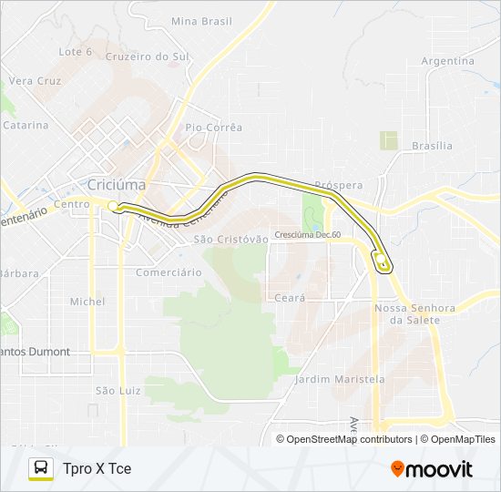 Mapa da linha 0801 EXPRESSO TPRO/TCE de ônibus