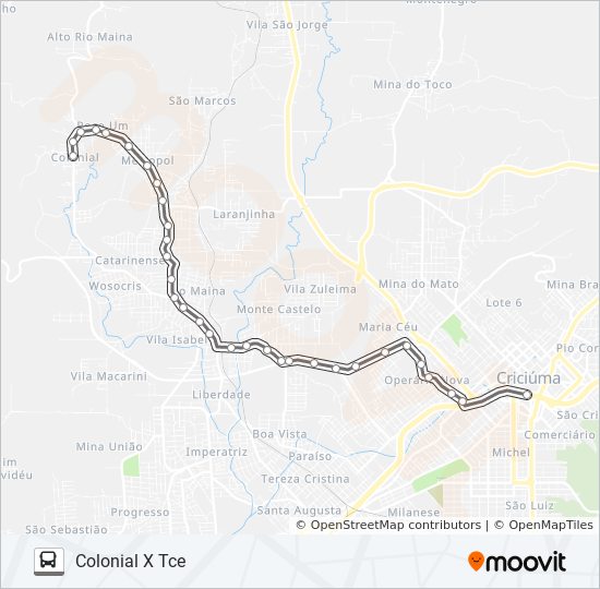 224B COLONIAL VIA FRANCESA /WOSOCRIS bus Line Map