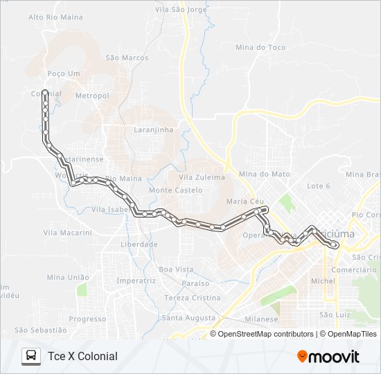 Mapa da linha 224B COLONIAL VIA FRANCESA /WOSOCRIS de ônibus