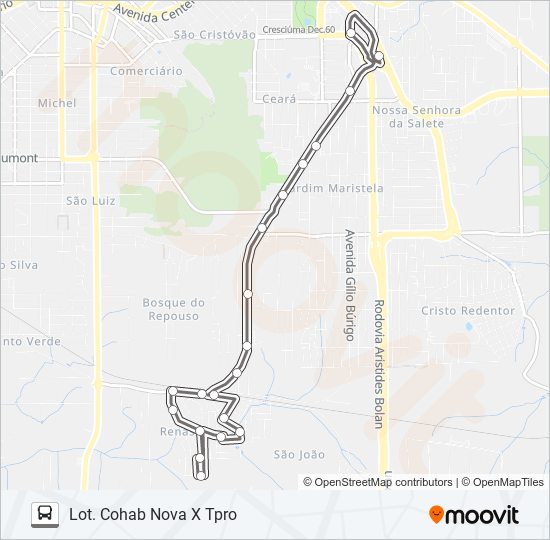 405E RENASCER / REPOUSO / LOT. COHAB NOVA bus Line Map