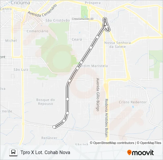 405E RENASCER / REPOUSO / LOT. COHAB NOVA Bus Line Map