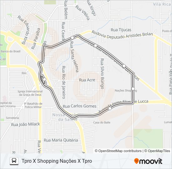 412A NAÇÕES SHOPPING VIA RESIDENCIAL HULHA CAP bus Line Map