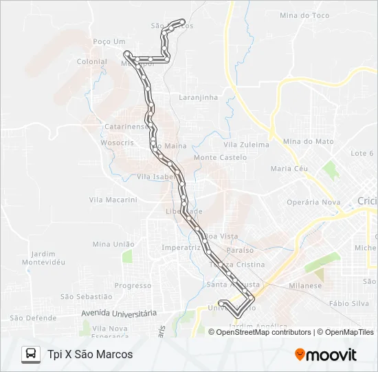 308A SÃO MARCOS VIA RIO MAINA Bus Line Map