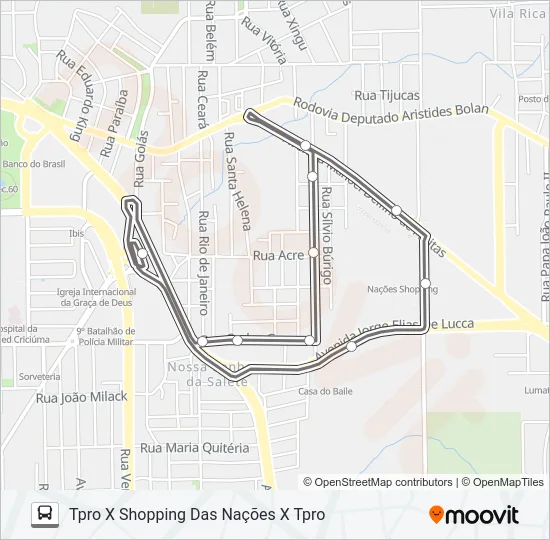 0412 NAÇÕES SHOPPING VIA NOVE Bus Line Map
