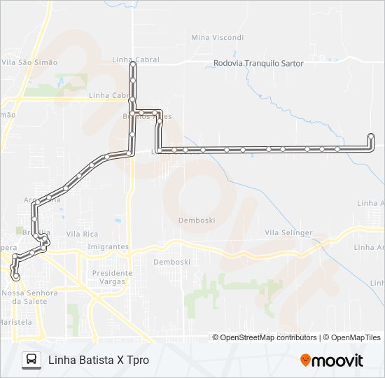 406A LINHA BATISTA VIA TOTALPLAST bus Line Map