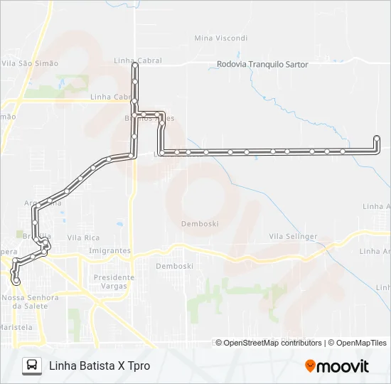 406A LINHA BATISTA VIA TOTALPLAST Bus Line Map