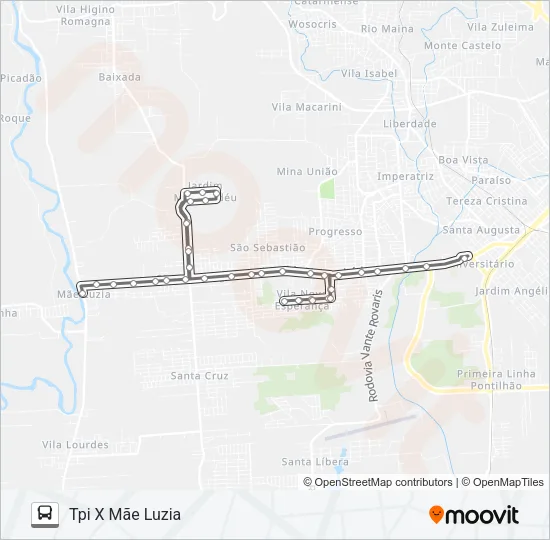 301C MÃE LUZIA VIA ESPERANÇA/MONTEVIDÉO Bus Line Map