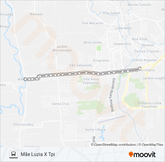 301C MÃE LUZIA VIA ESPERANÇA/MONTEVIDÉO bus Line Map