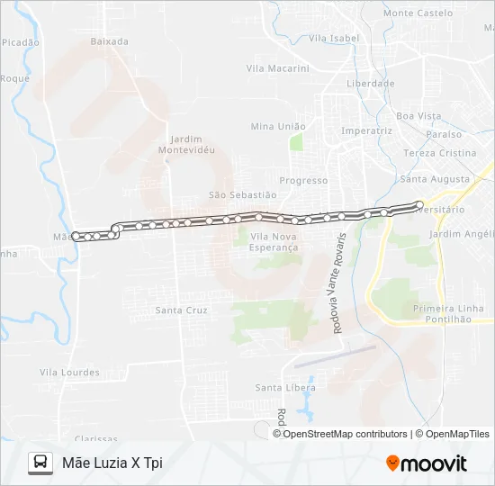 301C MÃE LUZIA VIA ESPERANÇA/MONTEVIDÉO Bus Line Map