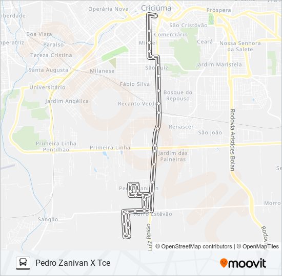 Mapa de 0203 JARDIM ESTEVES VIA PEDRO ZANIVAM de autobús